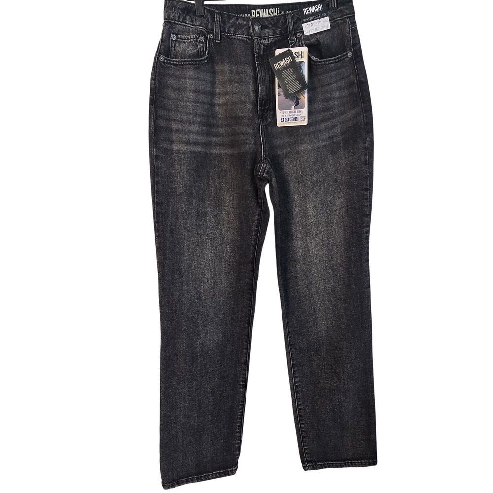🆕️NWT - Rewash 90s Straight Leg Jeans Super High Rise Black Denim Size 9/29 NWT